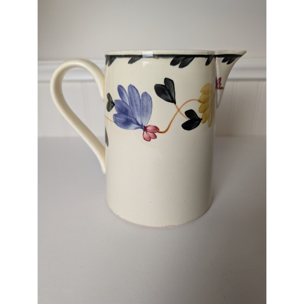 Societe Ceramique Maestricht Pitcher Antique 1920's Dutch Holland Floral 6.25"